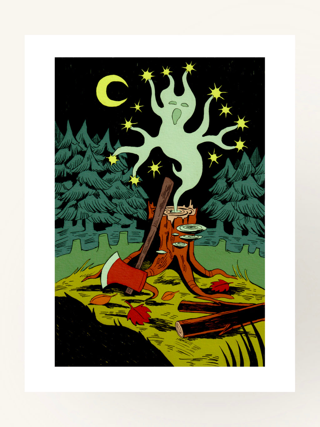 Pine Tree Ghost A4 Print